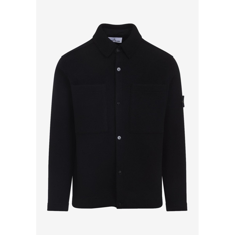 Logo-Patch Wool Overshirt