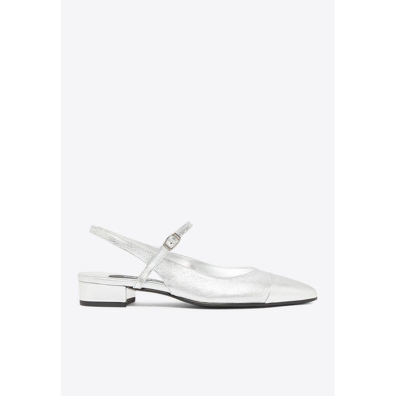 Oceano Laminated Leather Slingback Flats