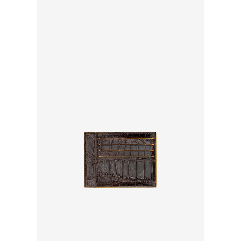 Pierrot Croc-Embossed Leather Cardholder