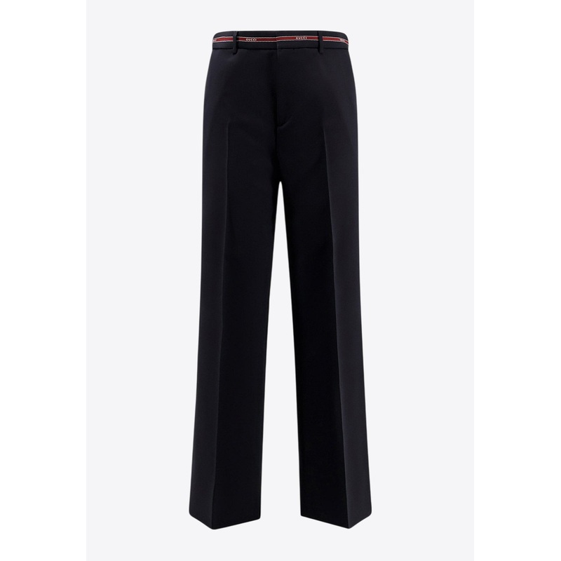 Signature Web Wool Straight-Leg Pants