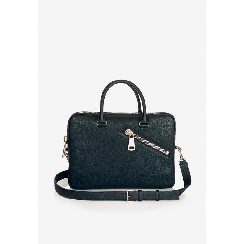 Small Bombay Zip Taurillon Leather Briefcase