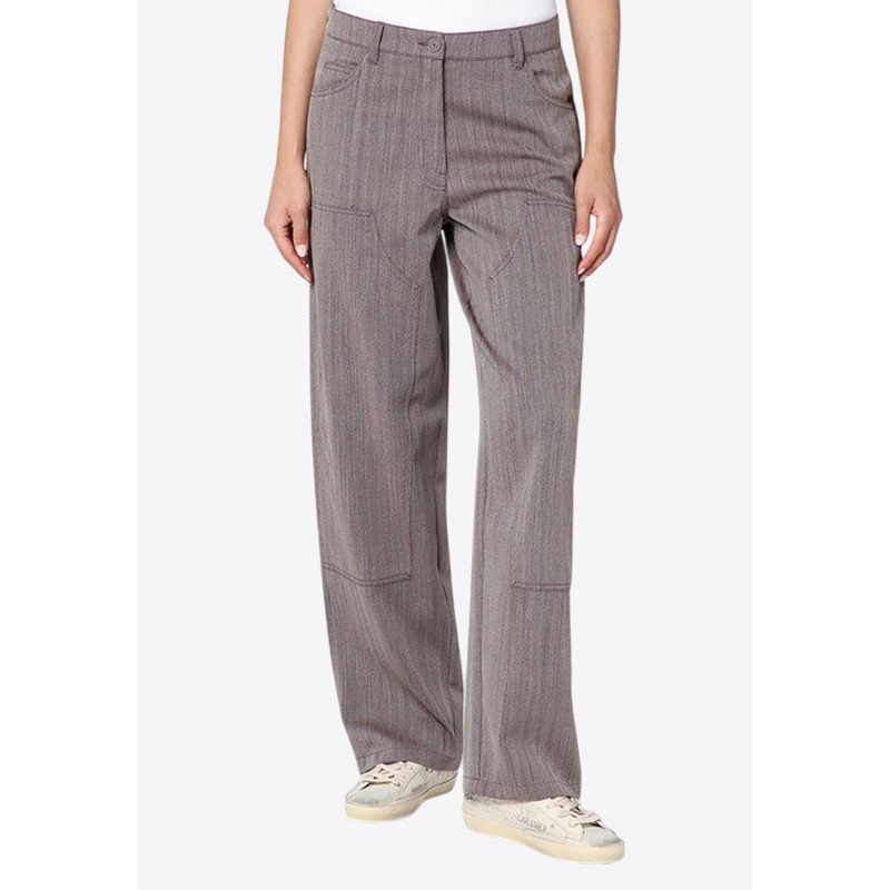 Straight-Leg Chevron Pants