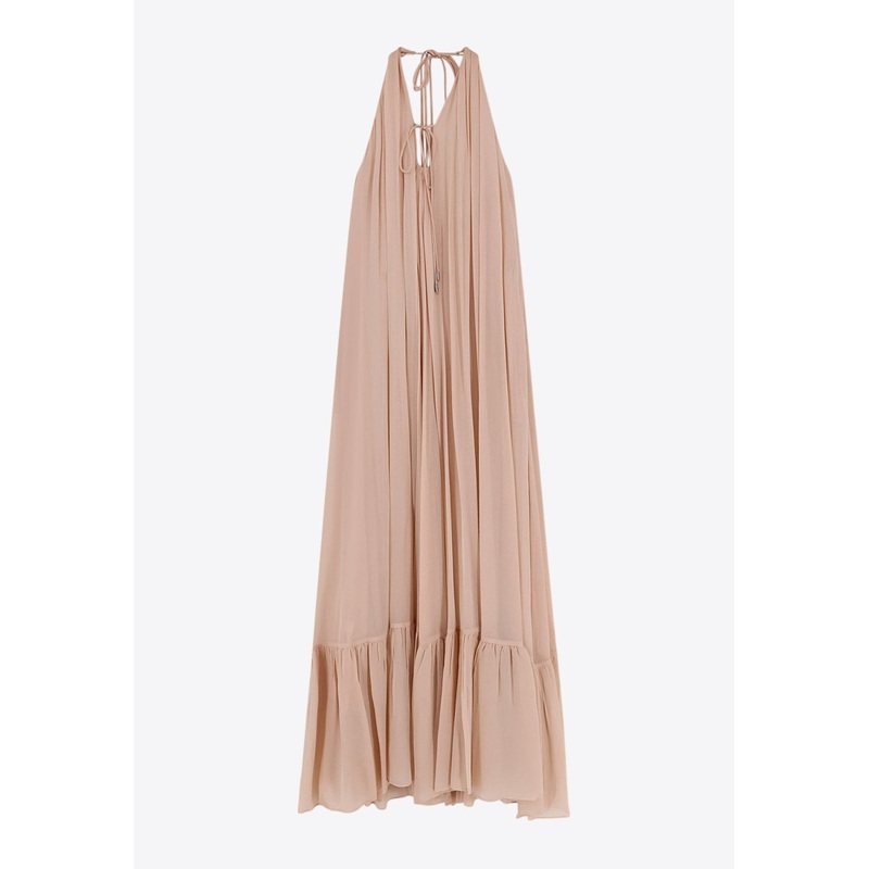 Venturone Halterneck Maxi Chiffon Dress