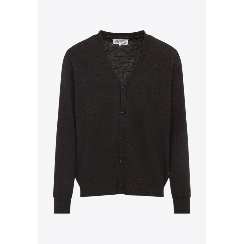 Wool Cardigan with Suede Elbow Patch