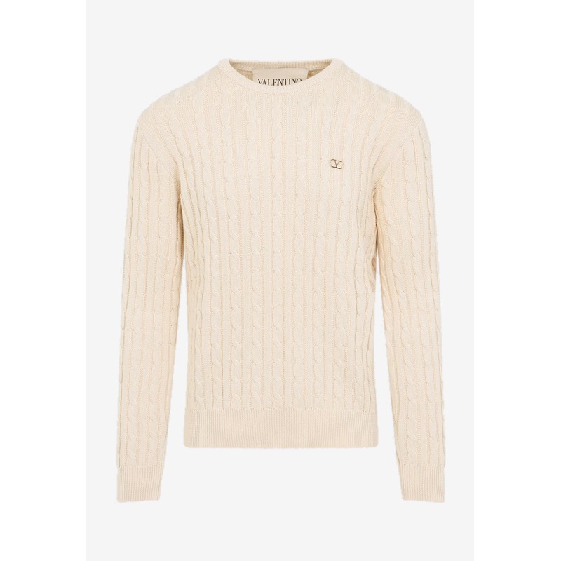 Cable-Knit VLogo Sweater