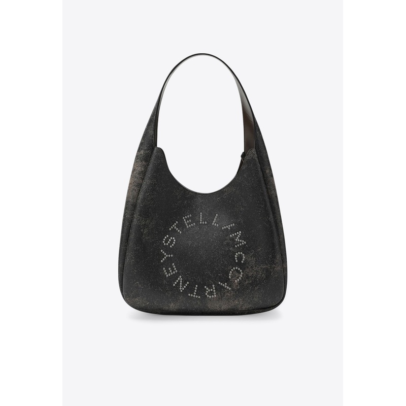 Large Logo Slouchy Aged Hobo Bag