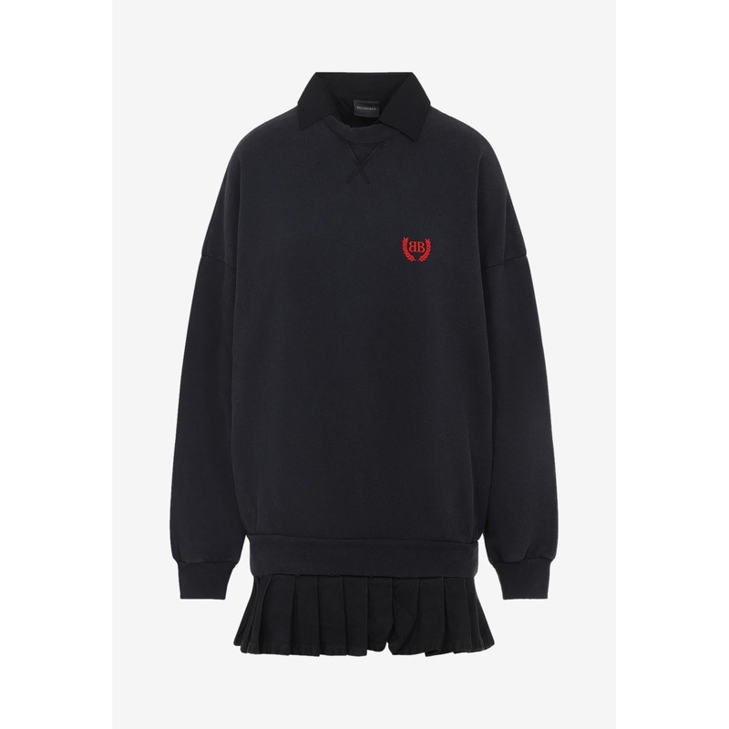 Logo-Embroidered Mini Hybrid Dress