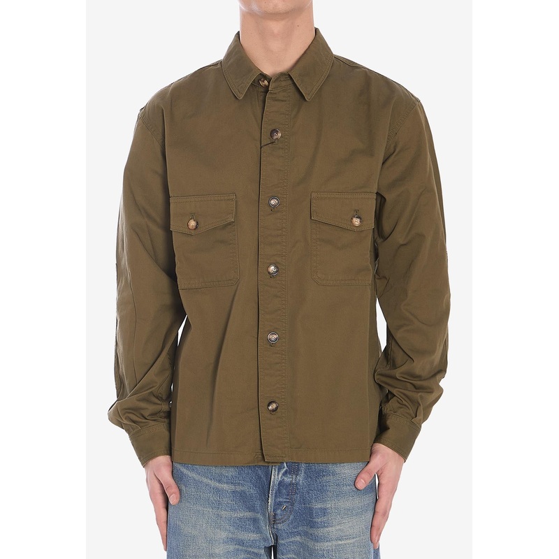 Long-Sleeved Button-Up Overshirt