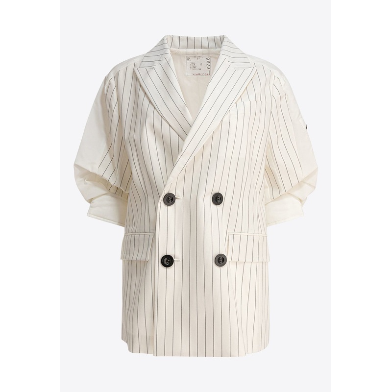 Pinstripe Double-Breasted Blazer