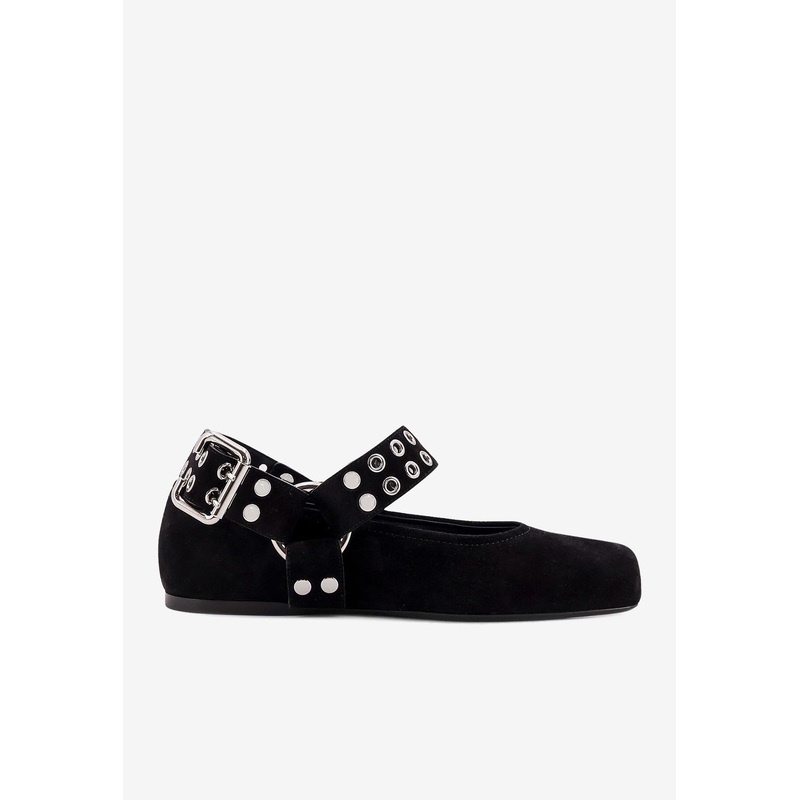 Square-Toe Biker Ballet Flats