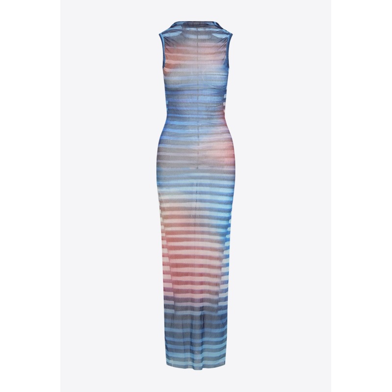 Air Mesh Striped Maxi Dress