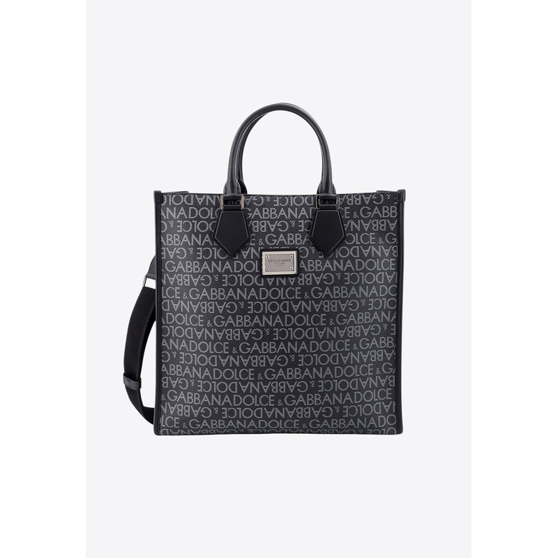 All-Over Logo Leather Top Handle Bag