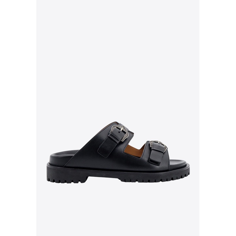 Arrow-Buckles Leather Sandals