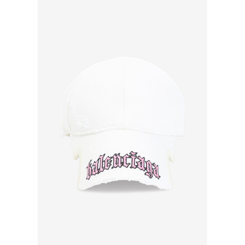 Distressed Logo-Embrodiered Baseball Cap