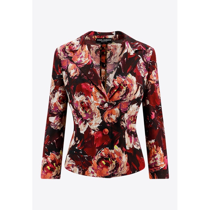 Floral Print Single-Breasted Blazer