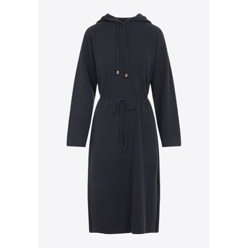 Hooded Dress in Wool, Silk and Cashmere