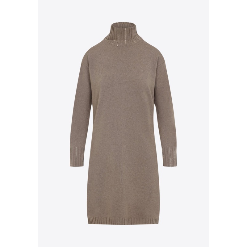 Knit Midi Dress in Wool, Silk and Cashmere Blend