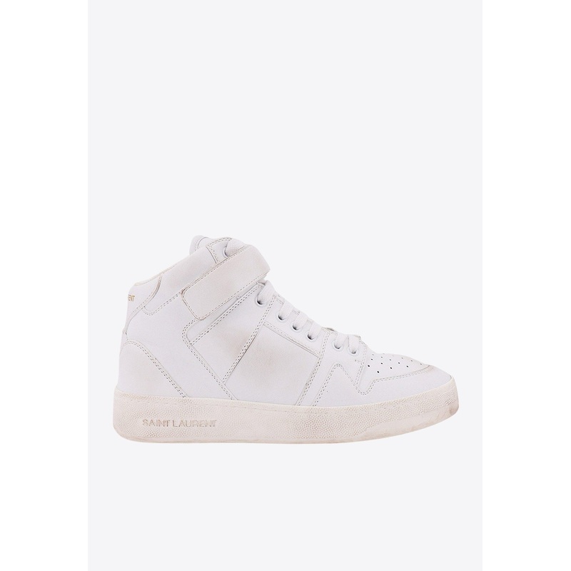 Leather High-Top Sneakers with Logo