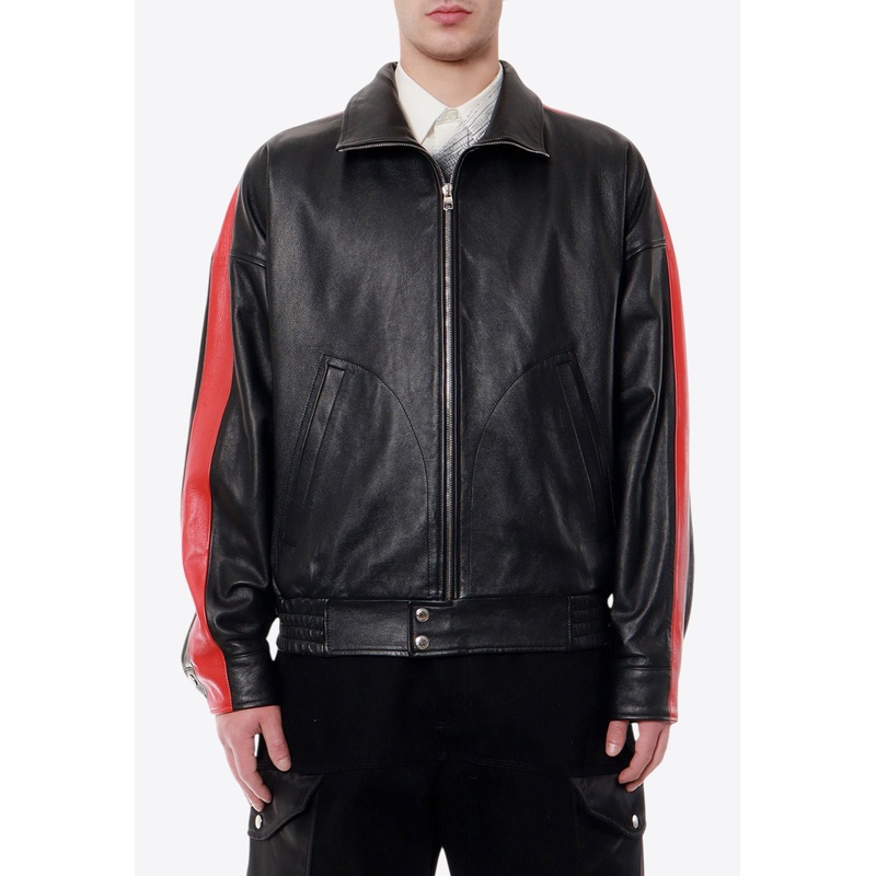 Leather Zip-Up Biker Jacket