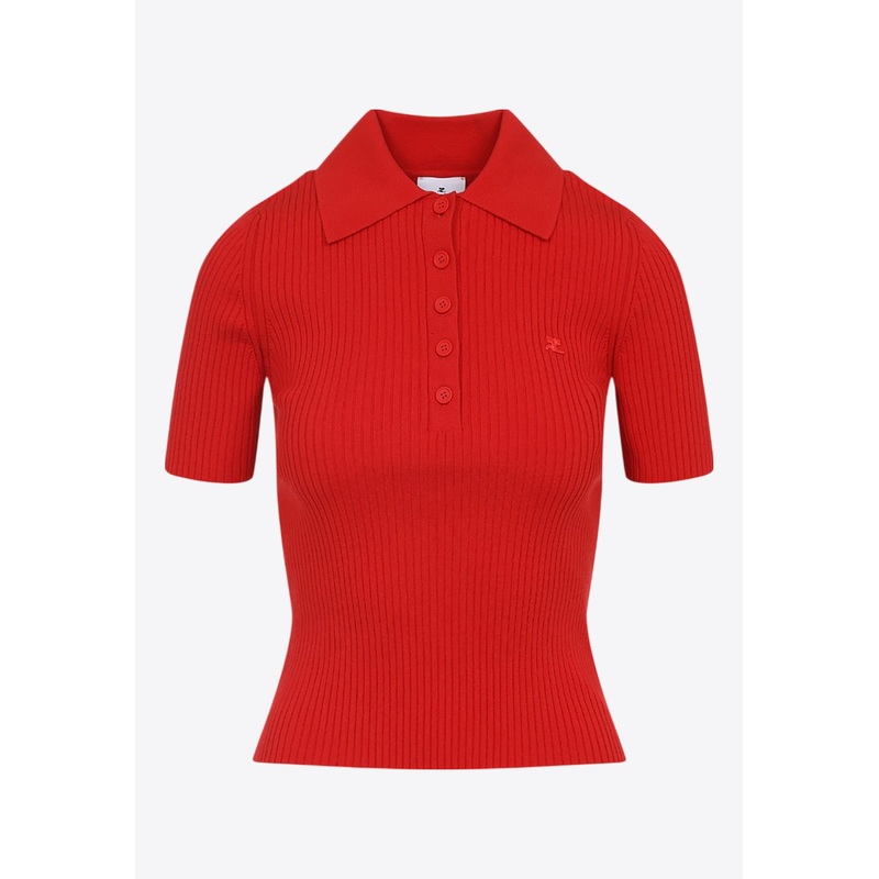Logo-Embroidered Rib-Knit Polo T-shirt