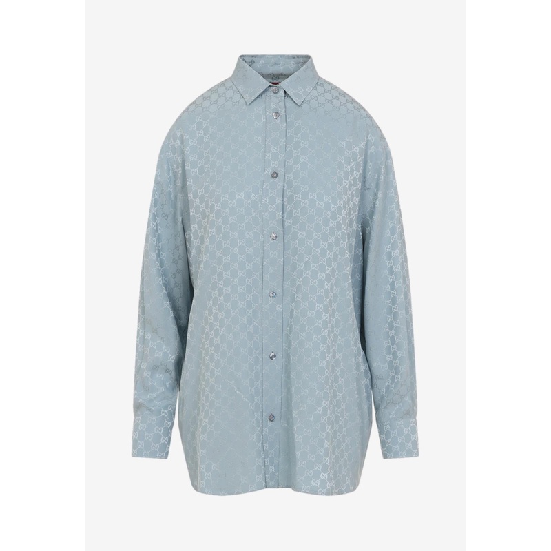 Logo Jacquard Silk Shirt