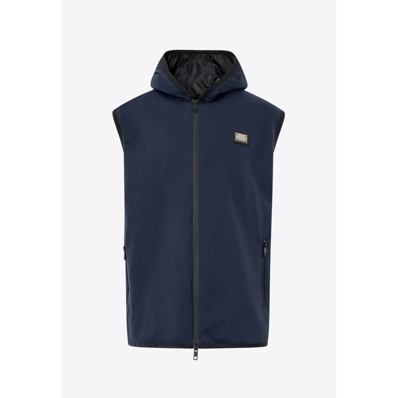 Logo-Plaque Zip-Up Vest