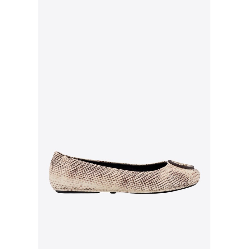 Minnie Travel Python Print Leather Ballet Flats