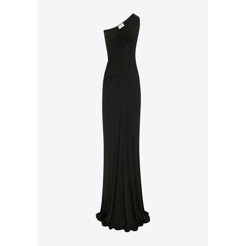 One-Shoulder Ruched Maxi Dress