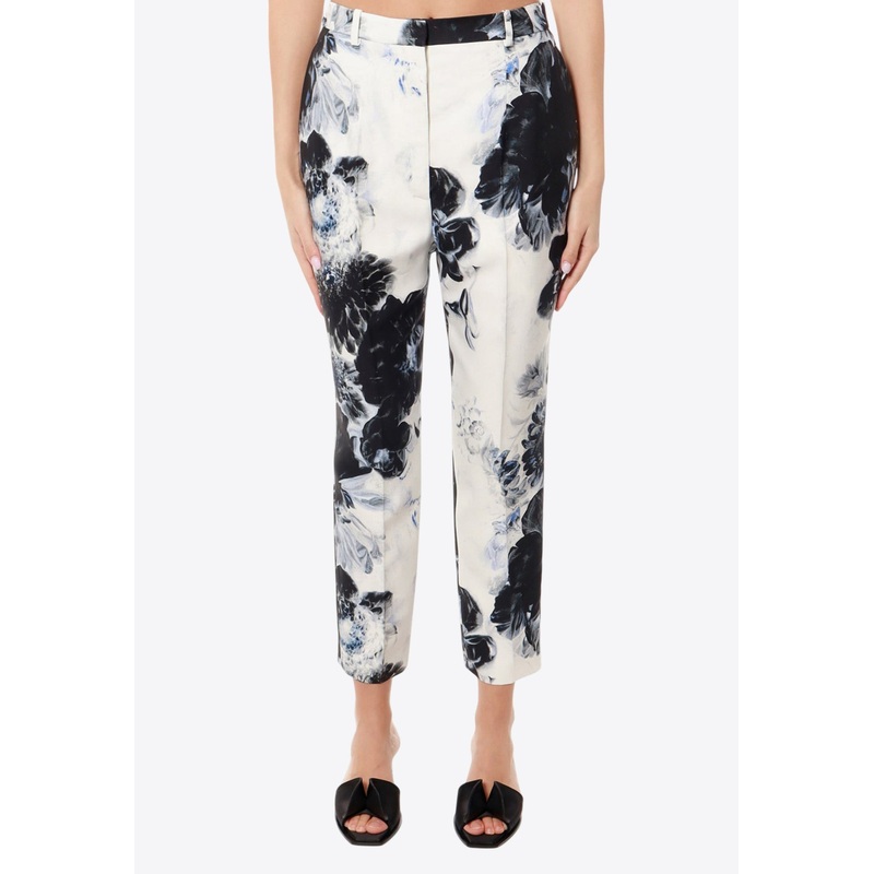 Printed High-Rise Cigarette Pants