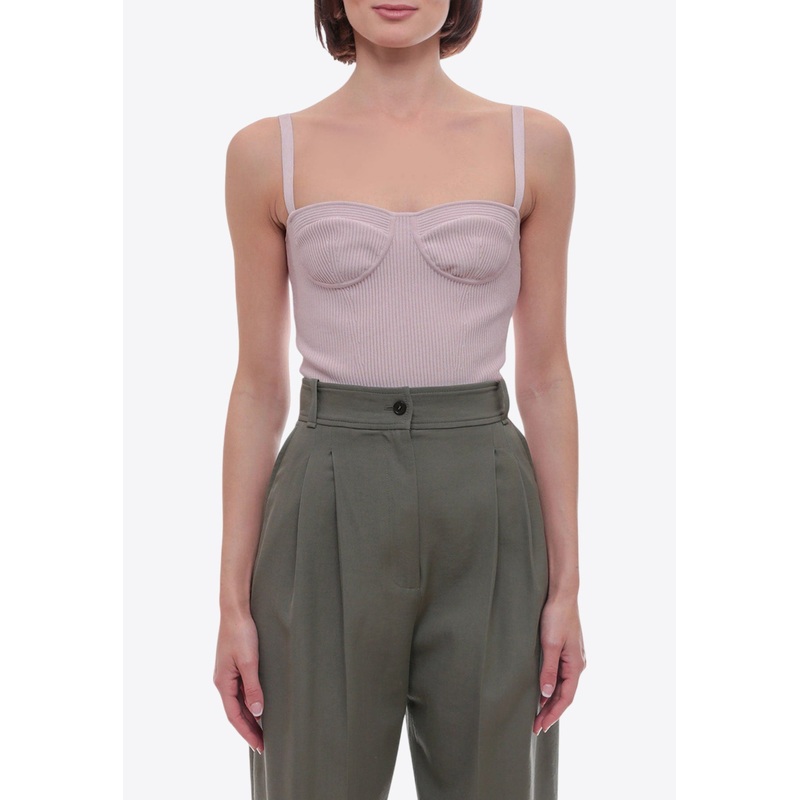 Rib-Knit Bustier Sleeveless Top