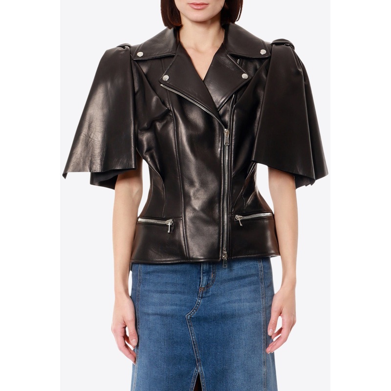 Short-Sleeved Leather Jacket