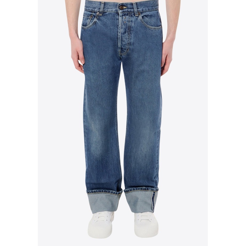 Straight-Leg Turn-up Jeans