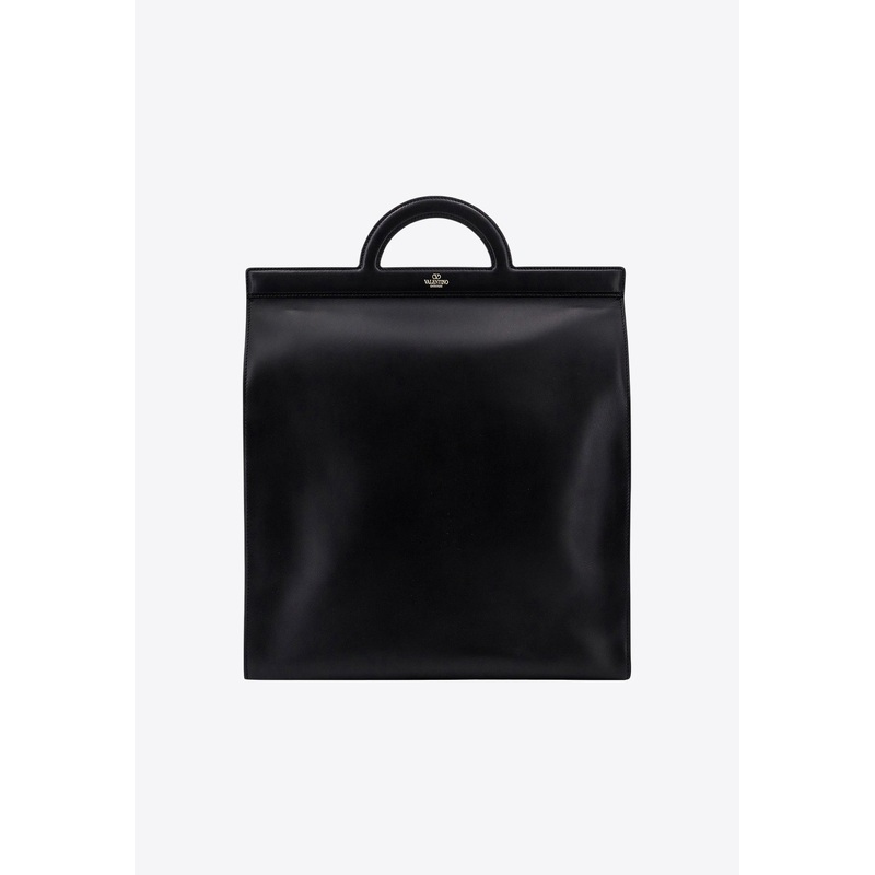 Tagged Leather Top Handle Bag