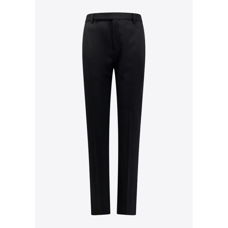 Wool Tailored Pants with Pressed-Crease