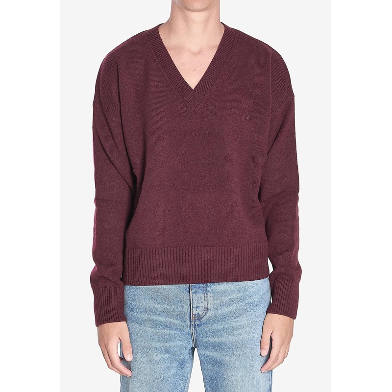 Ami De Coeur V-neck Ribbed Sweater