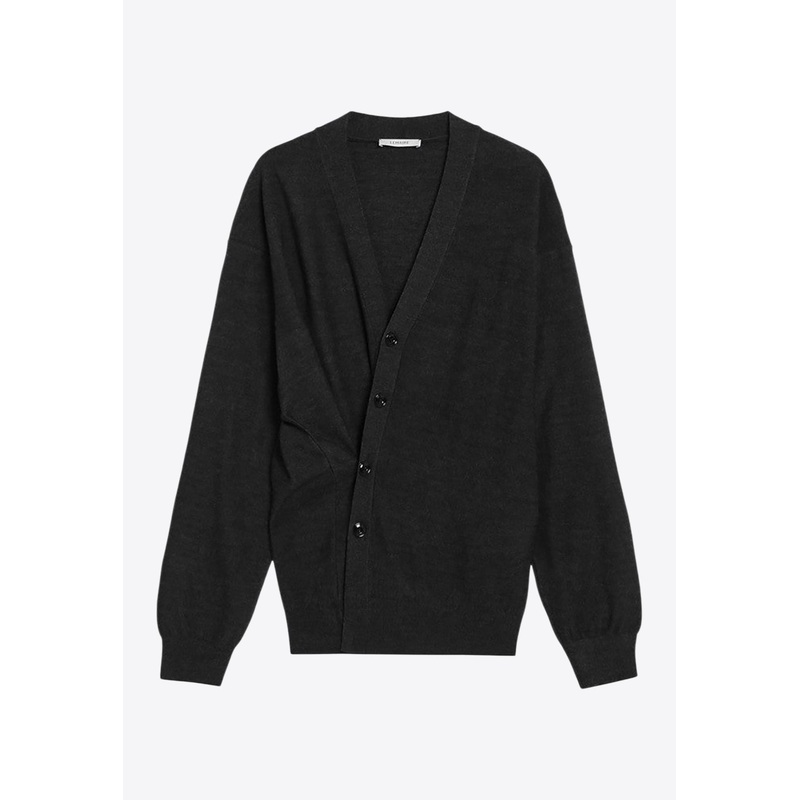 Asymmetric Wool Blend Cardigan