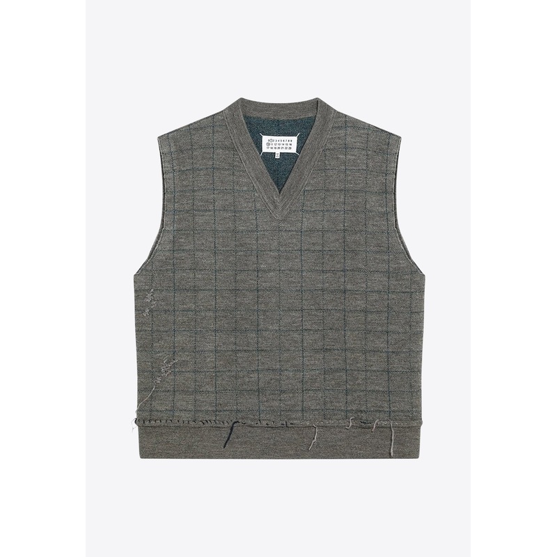 Checked Wool Sweater Vest