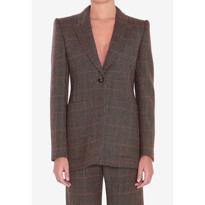 Checked Wool Tailored Jacket