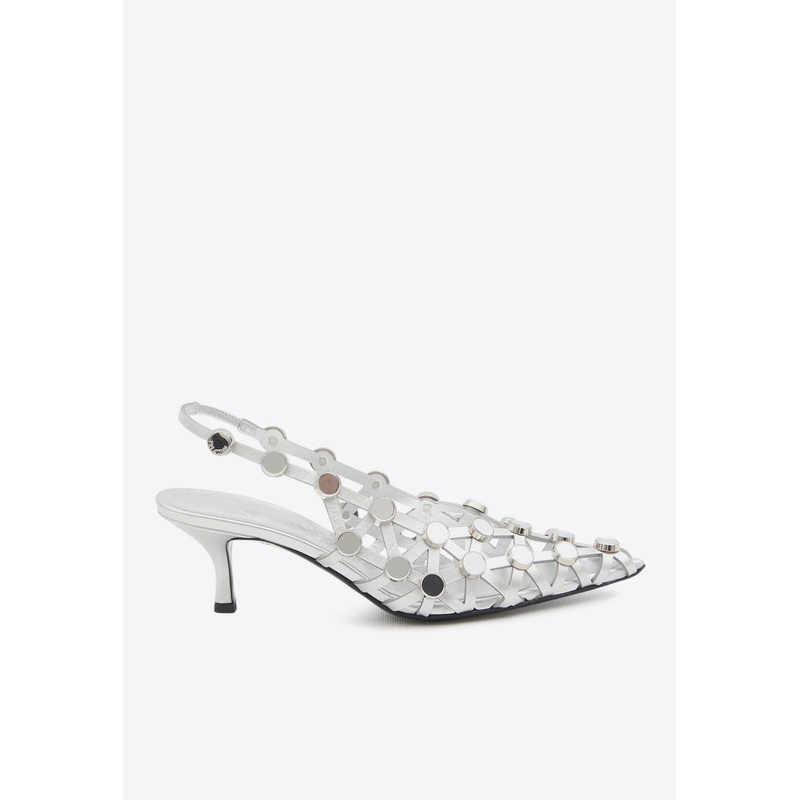 Grid 50 Slingback Pumps in Metallic Leather