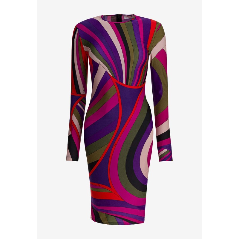Iride Print Crewneck Dress