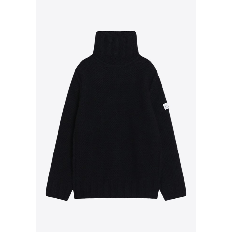 Logo Patch Wool Turtleneck Sweater