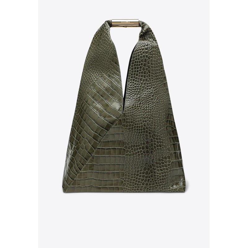 Medium Japanese Bag in Croc-Embossed Leather