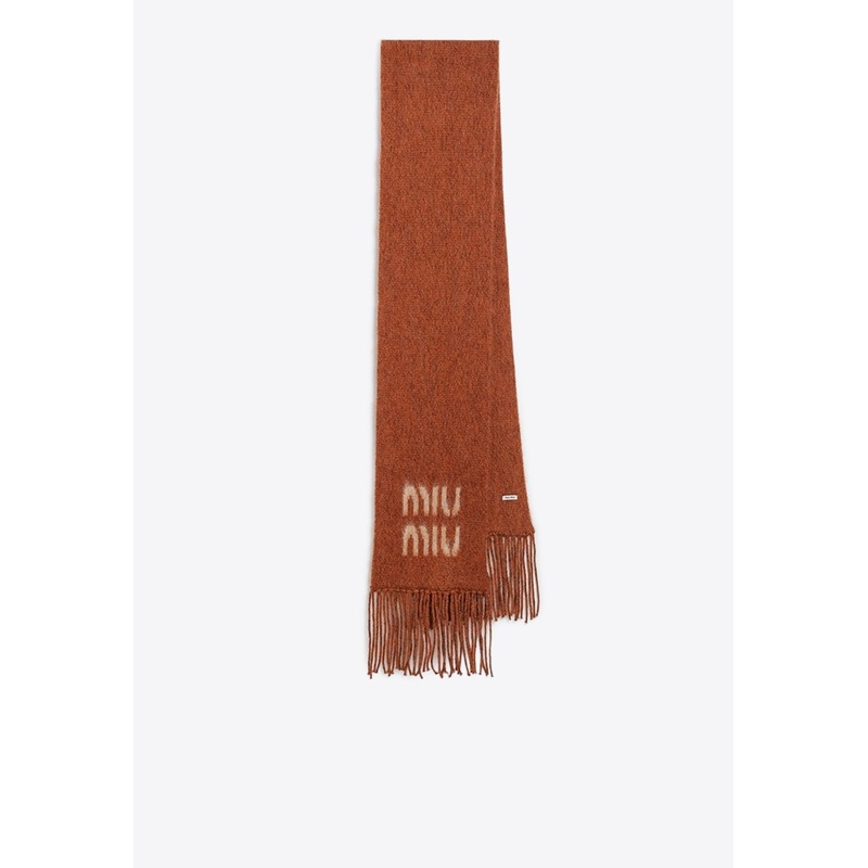 Mohair-Blend Logo Intarsia Scarf