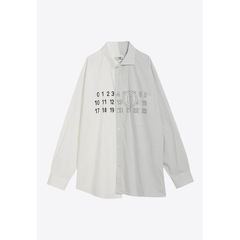 Numeric Signature Asymmetric Shirt