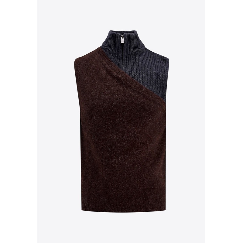 Paneled Wool Sleeveless Sweater Vest
