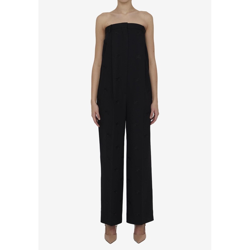 Strapless Tailored Jumpsuit with EKD Embroidery