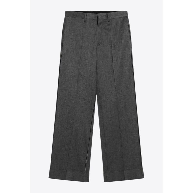 Wide Wool-Blend Tailored Pants