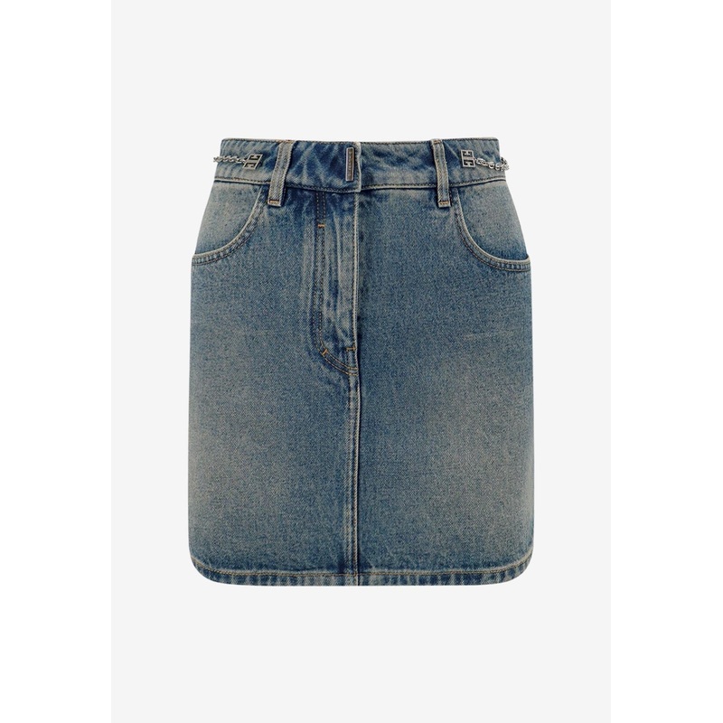 4G Chain Mini Denim Skirt