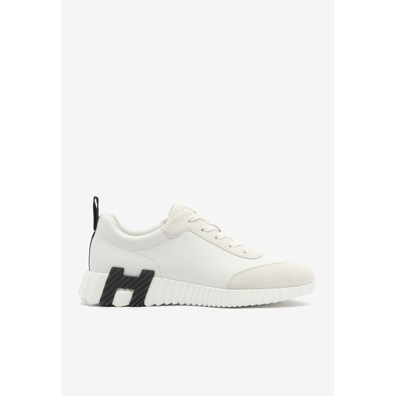 Bouncing Low-Top Sneakers in White Calfskin and Suede