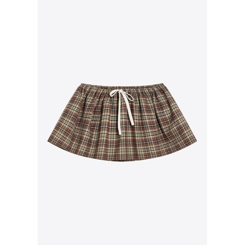 Check Pattern Wool Mini Skirt
